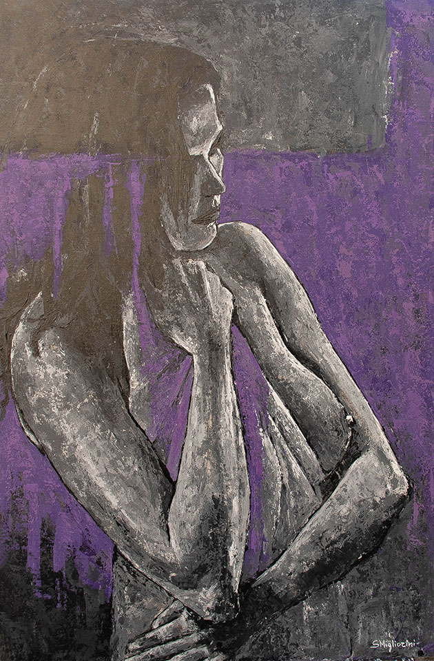 Aspettando il giorno - Dimensioni: 65 x 100 cm - Tecnica: Acrilico a spatola su tavola - Anno: 2020