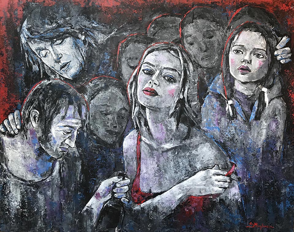 Ed avevamo gli occhi troppo belli - Omaggio a Faber - Dimensioni: 100 x 80 cm - Tecnica: Acrilico a spatola su tavola - Anno: 2019