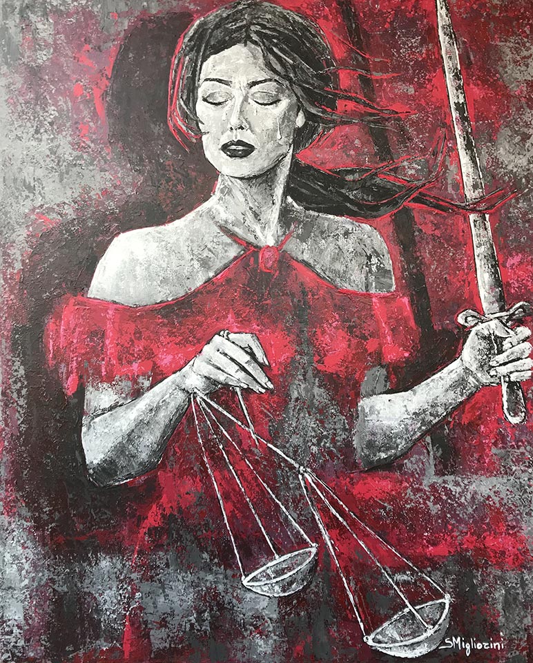 Il pianto di Astrea - Dimensioni: 80 x 100 cm - Tecnica: Acrilico a spatola su tavola - Anno: 2019