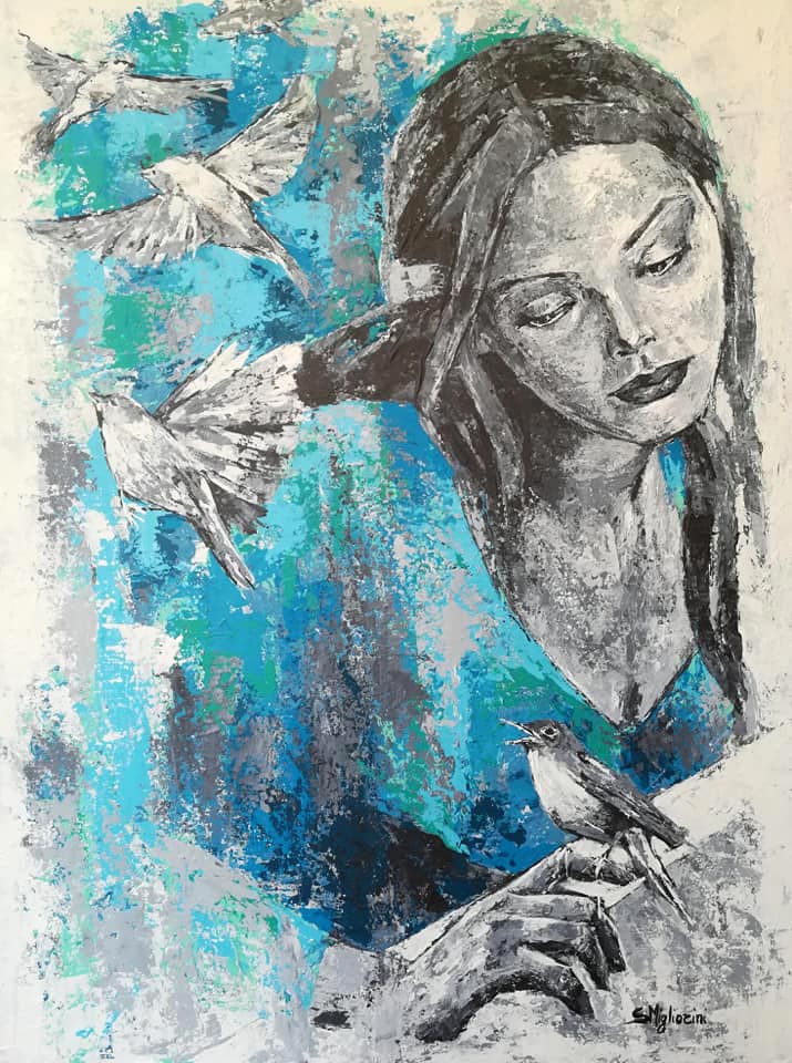 Il volo - Dimensioni: 60 x 80 cm - Tecnica: Acrilico a spatola su tavola - Anno: 2018