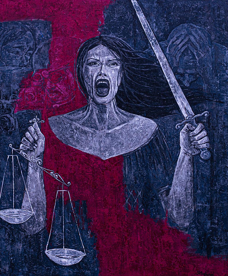 L’ira di Astrea - Dimensioni: 100 x 120 cm - Tecnica: Acrilico a spatola su tavola - Anno: 2020