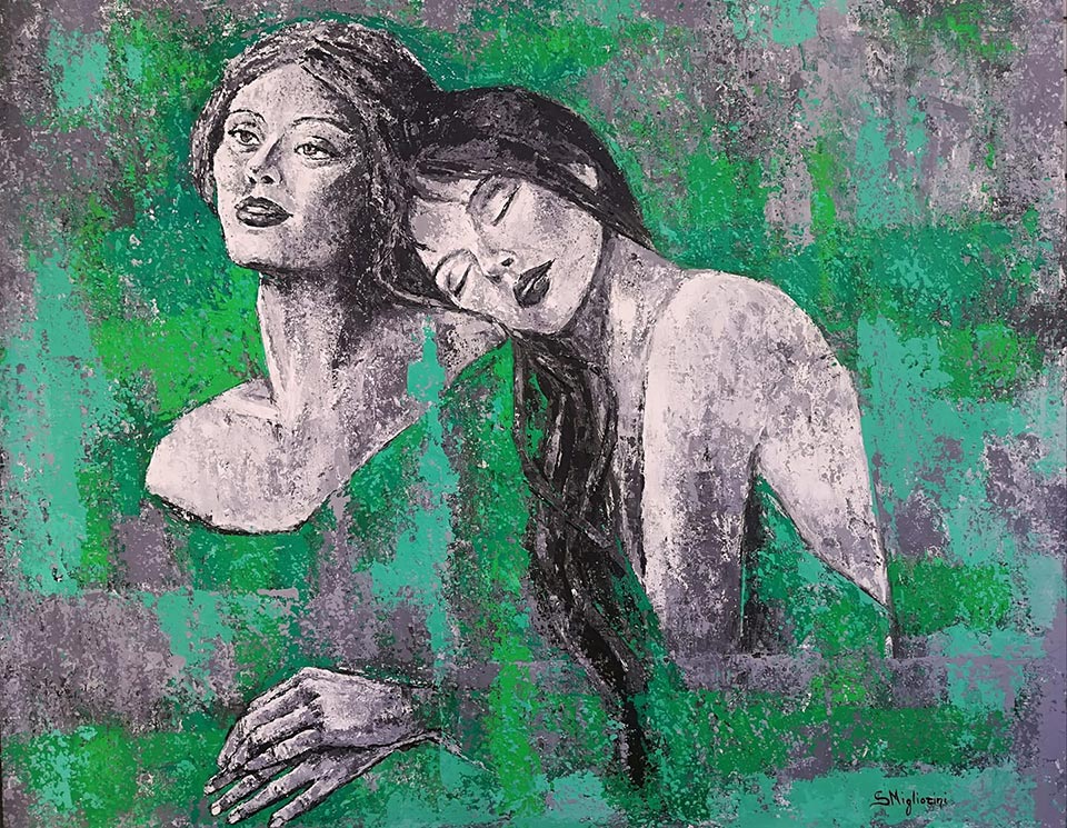 Materno giaciglio - Dimensioni: 100 x 80 cm - Tecnica: Acrilico a spatola su tavola - Anno: 2019