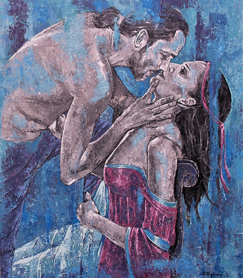 Paolo e Francesca - Dimensioni: 87 x 100 cm - Tecnica: Acrilico a spatola su tavola - Anno: 2020