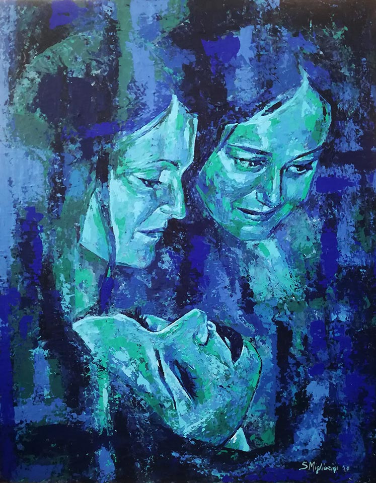 Rivelazione - Dimensioni: 80 x 100 cm - Tecnica: Acrilico a spatola su tavola - Anno: 2017